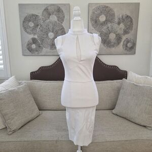 🌹SENTIMENTAL NY🌹 Fishnet Panel Bodycon Dress - [Small, White]